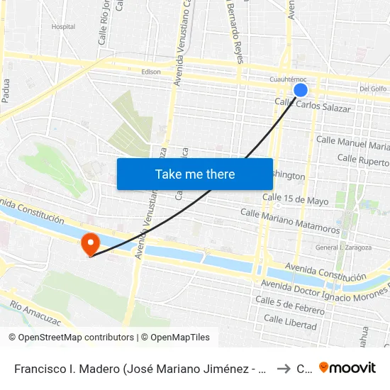 Francisco I. Madero (José Mariano Jiménez - Juan Méndez) to Ceu map