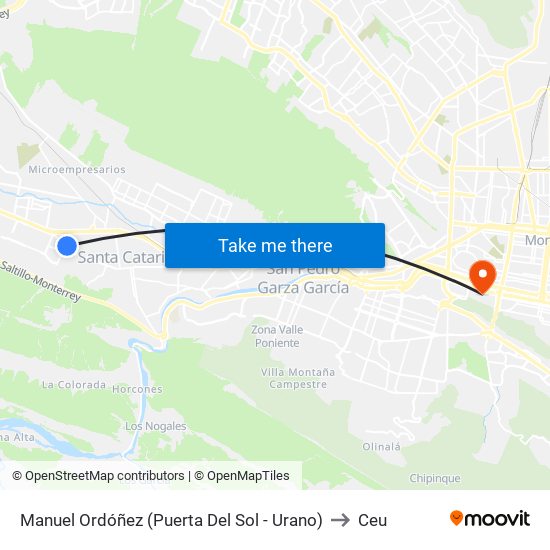 Manuel Ordóñez (Puerta Del Sol - Urano) to Ceu map