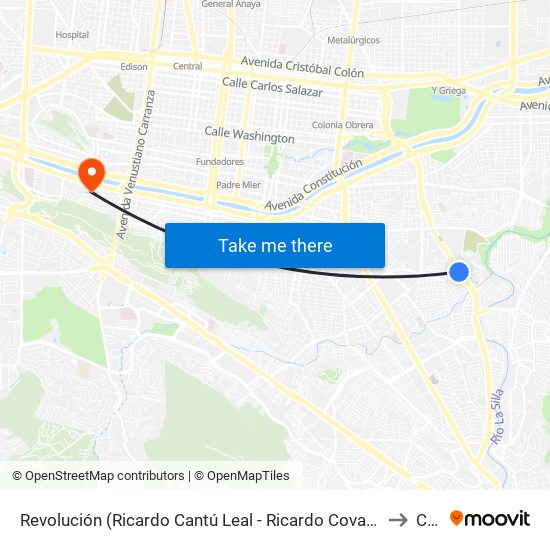 Revolución (Ricardo Cantú Leal - Ricardo Covarrubias) to Ceu map