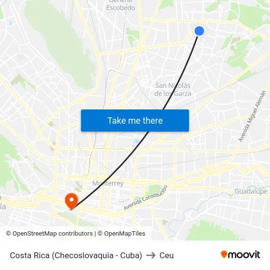 Costa Rica (Checoslovaquia - Cuba) to Ceu map