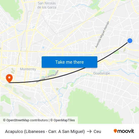 Acapulco (Libaneses - Carr. A San Miguel) to Ceu map