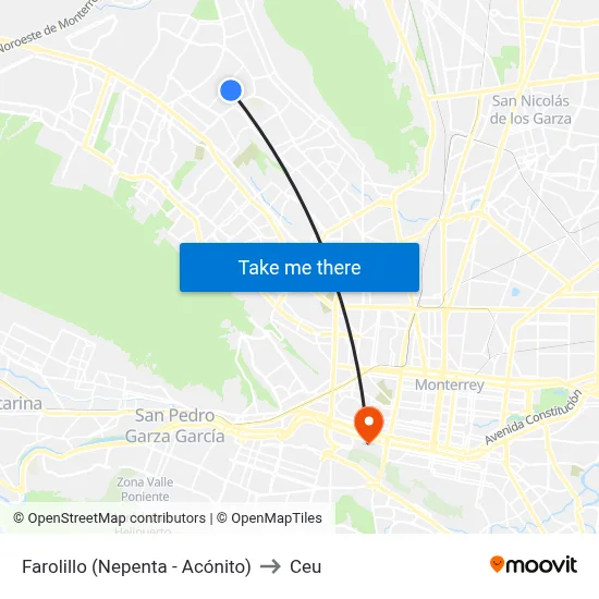 Farolillo (Nepenta - Acónito) to Ceu map