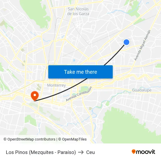 Los Pinos (Mezquites - Paraíso) to Ceu map