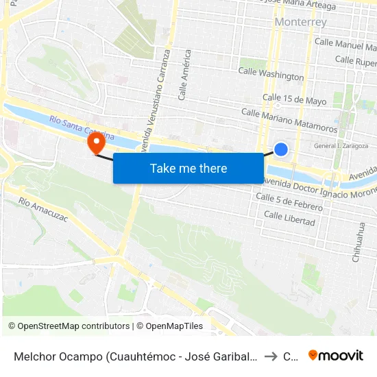 Melchor Ocampo (Cuauhtémoc - José Garibaldi) to Ceu map