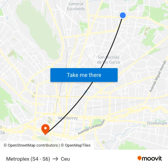 Metroplex (S4 - S6) to Ceu map