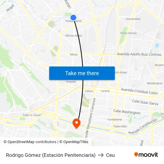 Rodrigo Gómez (Estación Penitenciaría) to Ceu map
