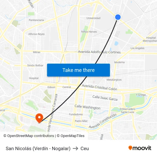 San Nicolás (Verdín - Nogalar) to Ceu map