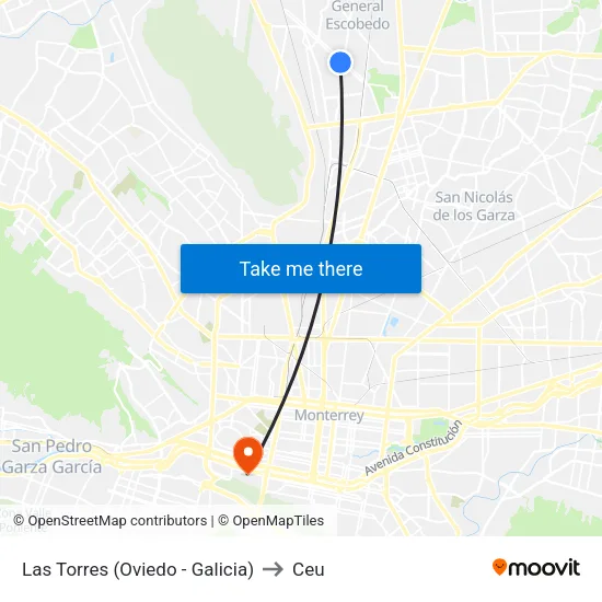 Las Torres (Oviedo - Galicia) to Ceu map