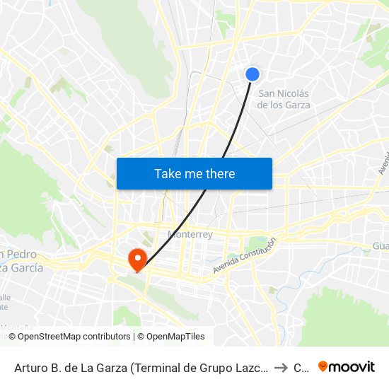 Arturo B. de La Garza (Terminal de Grupo Lazcano) to Ceu map