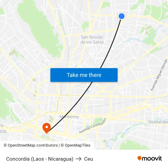 Concordia (Laos - Nicaragua) to Ceu map