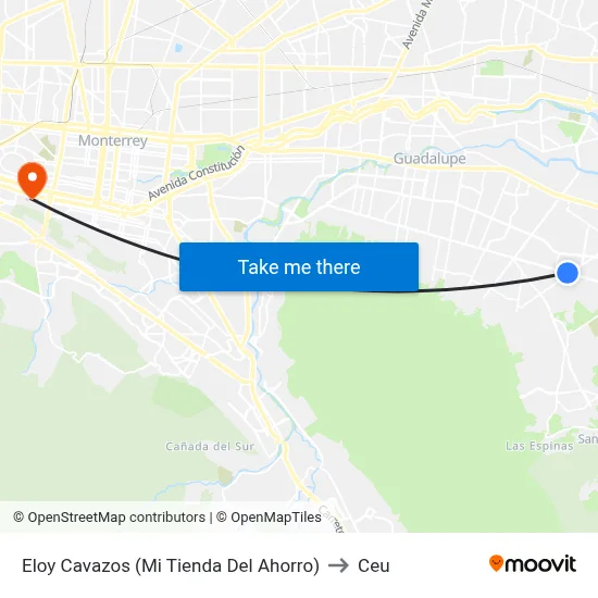 Eloy Cavazos (Mi Tienda Del Ahorro) to Ceu map