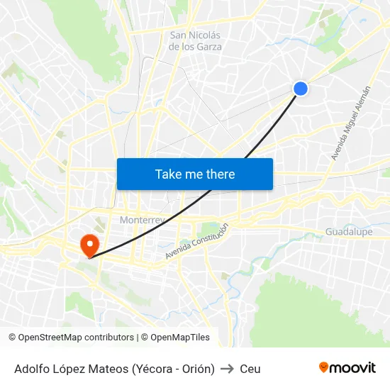 Adolfo López Mateos (Yécora - Orión) to Ceu map