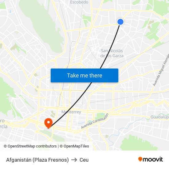 Afganistán (Plaza Fresnos) to Ceu map