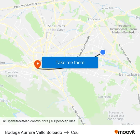 Bodega Aurrera Valle Soleado to Ceu map