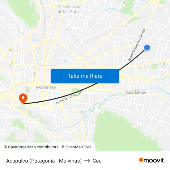 Acapulco (Patagonia - Malvinas) to Ceu map