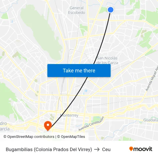 Bugambilias (Colonia Prados Del Virrey) to Ceu map