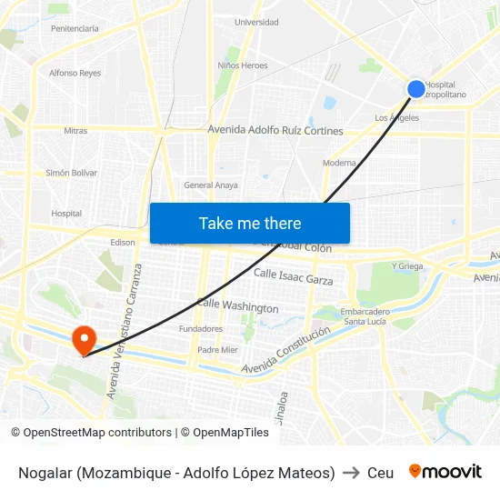 Nogalar (Mozambique - Adolfo López Mateos) to Ceu map