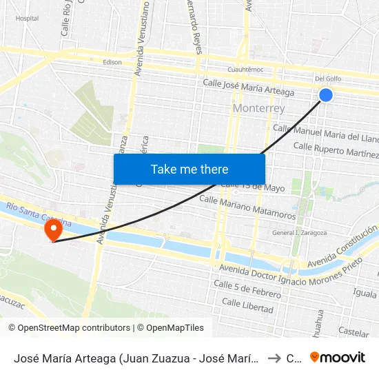 José María Arteaga (Juan Zuazua - José María Coss) to Ceu map