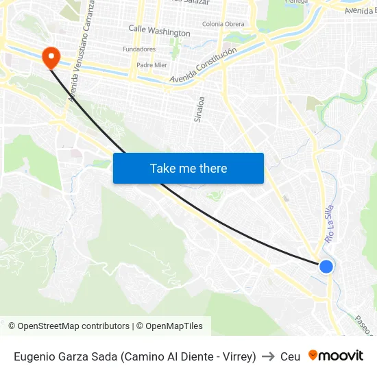 Eugenio Garza Sada (Camino Al Diente - Virrey) to Ceu map