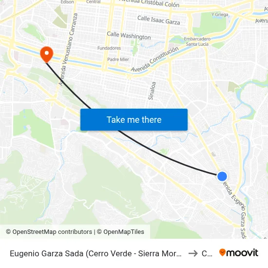 Eugenio Garza Sada (Cerro Verde - Sierra Morena) to Ceu map