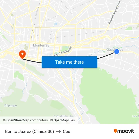 Benito Juárez (Clínica 30) to Ceu map