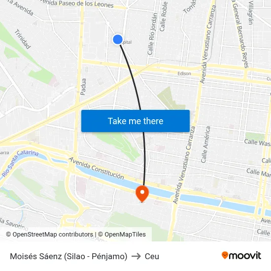 Moisés Sáenz (Silao - Pénjamo) to Ceu map