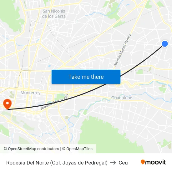 Rodesia Del Norte (Col. Joyas de Pedregal) to Ceu map