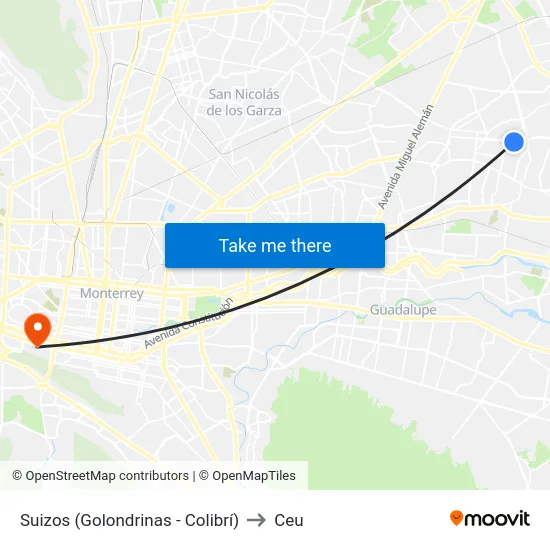 Suizos (Golondrinas - Colibrí) to Ceu map