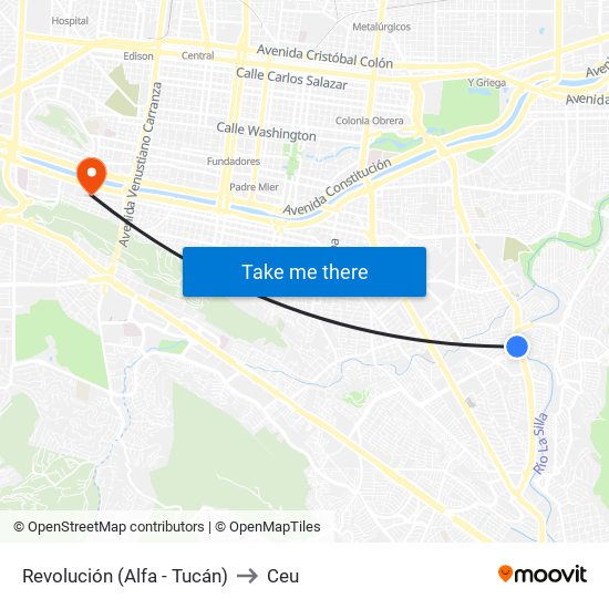 Revolución (Alfa - Tucán) to Ceu map