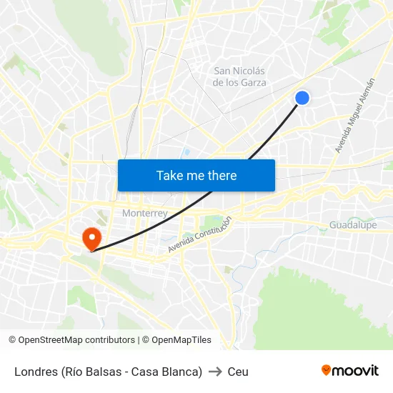 Londres (Río Balsas - Casa Blanca) to Ceu map