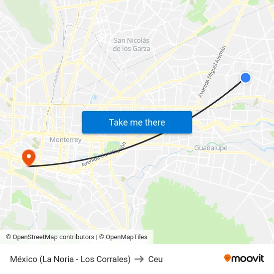 México (La Noria - Los Corrales) to Ceu map