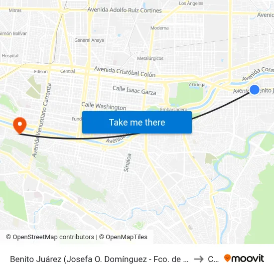 Benito Juárez (Josefa O. Domínguez - Fco. de Barbadillo) to Ceu map