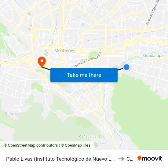 Pablo Livas (Instituto Tecnológico de Nuevo León) to Ceu map