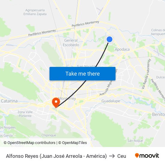 Alfonso Reyes (Juan José Arreola - América) to Ceu map