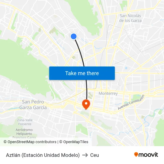 Aztlán (Estación Unidad Modelo) to Ceu map