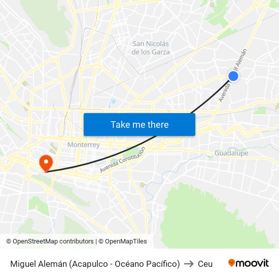 Miguel Alemán (Acapulco - Océano Pacífico) to Ceu map