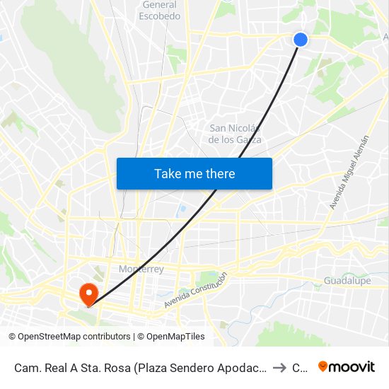 Cam. Real A Sta. Rosa (Plaza Sendero Apodaca) to Ceu map