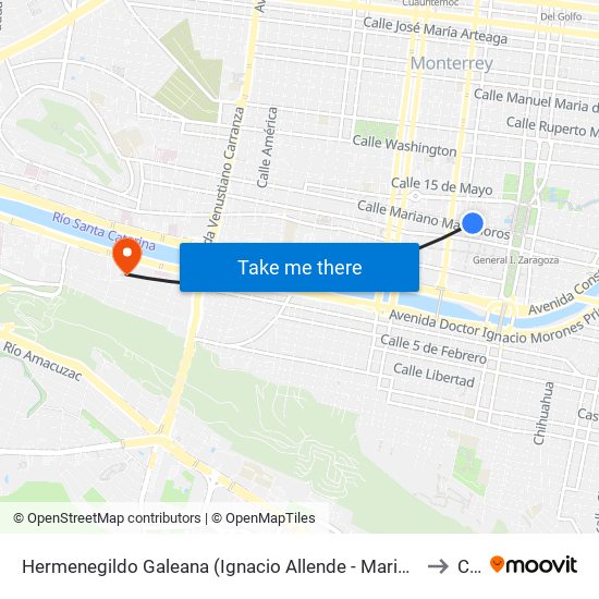 Hermenegildo Galeana (Ignacio Allende - Mariano Matamoros) to Ceu map