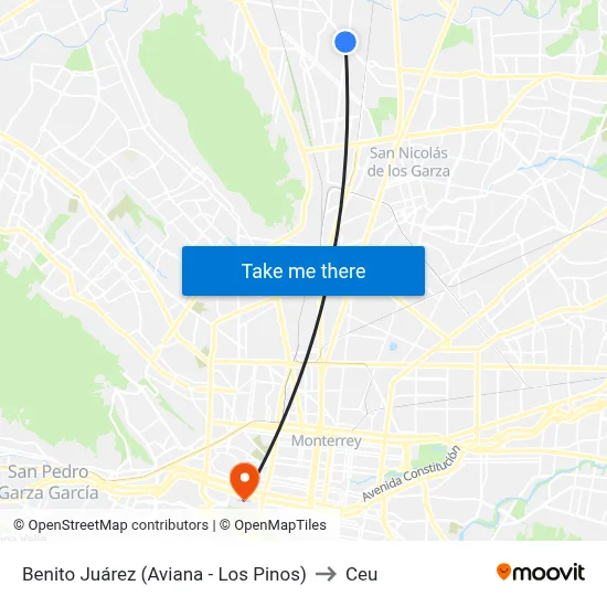 Benito Juárez (Aviana - Los Pinos) to Ceu map