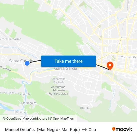 Manuel Ordóñez (Mar Negro - Mar Rojo) to Ceu map