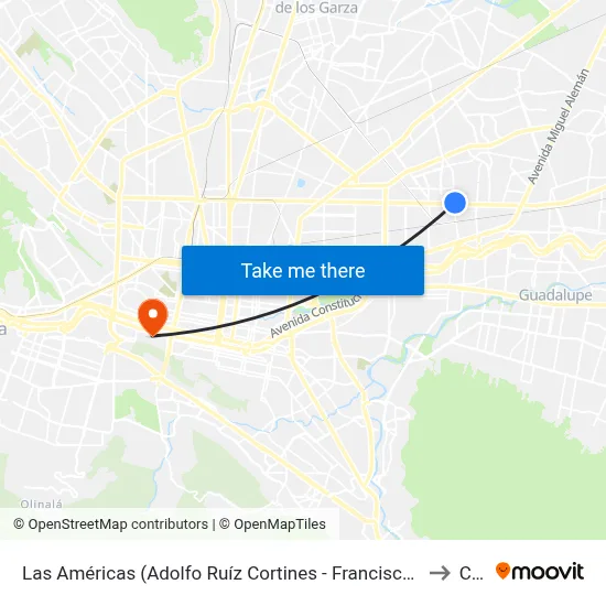 Las Américas (Adolfo Ruíz Cortines - Francisco Sarabia) to Ceu map
