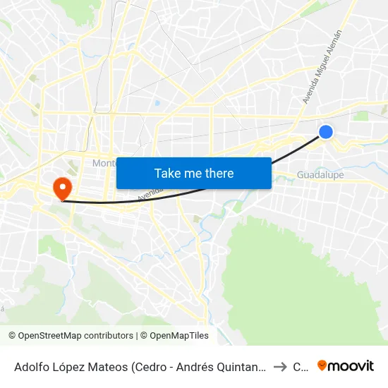 Adolfo López Mateos (Cedro - Andrés Quintana Roo) to Ceu map
