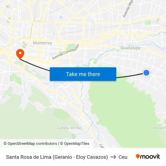 Santa Rosa de Lima (Geranio - Eloy Cavazos) to Ceu map