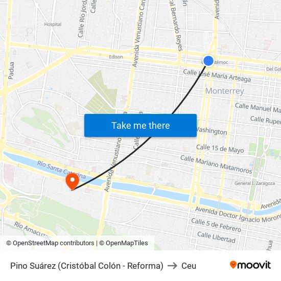 Pino Suárez (Cristóbal Colón - Reforma) to Ceu map