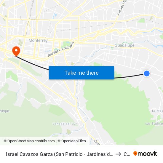 Israel Cavazos Garza (San Patricio - Jardines de La Silla) to Ceu map