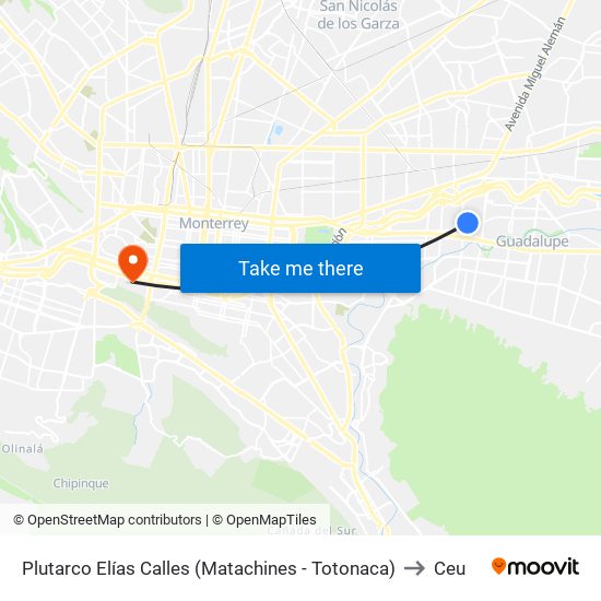 Plutarco Elías Calles (Matachines - Totonaca) to Ceu map