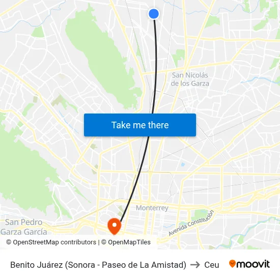 Benito Juárez (Sonora - Paseo de La Amistad) to Ceu map