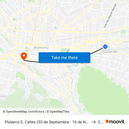 Plutarco E. Calles (30 de Septiembre - 16 de Noviembre) to Ceu map