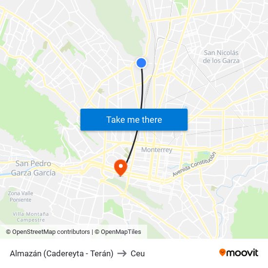 Almazán (Cadereyta - Terán) to Ceu map