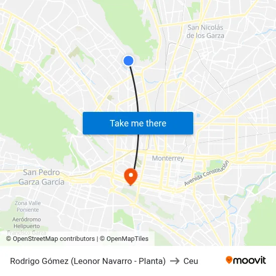 Rodrigo Gómez (Leonor Navarro - Planta) to Ceu map